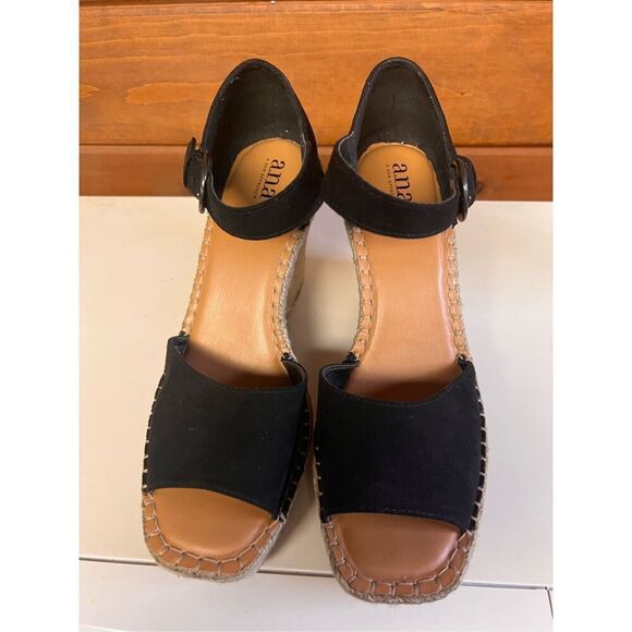 Ana Xyla Wedge Sandals Black Sz 10 - Picture 7 of 10